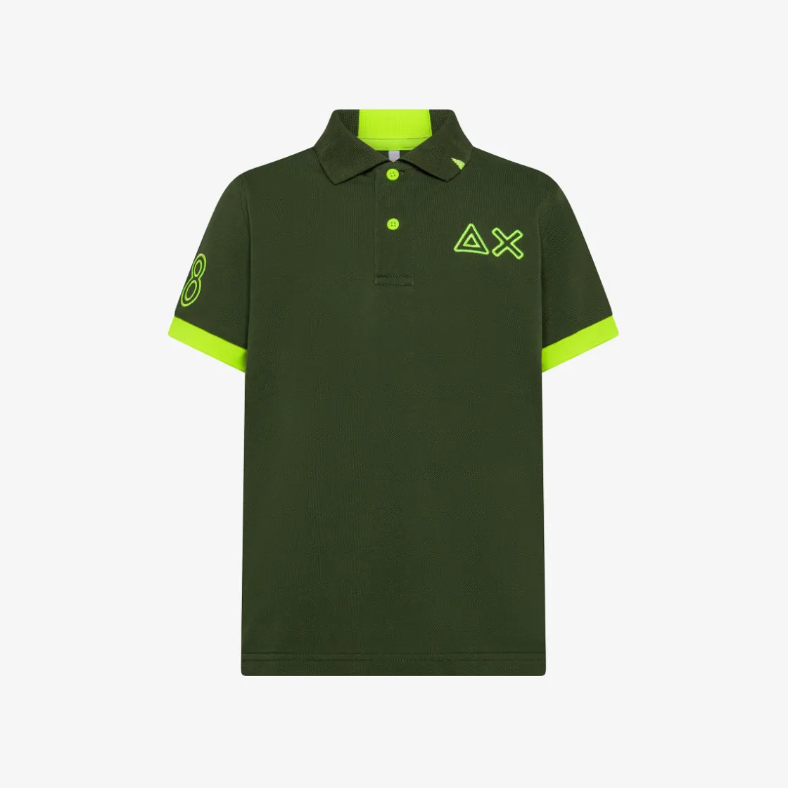 Outlet Polo verde scuro con bottoni fluo Bambino Polo