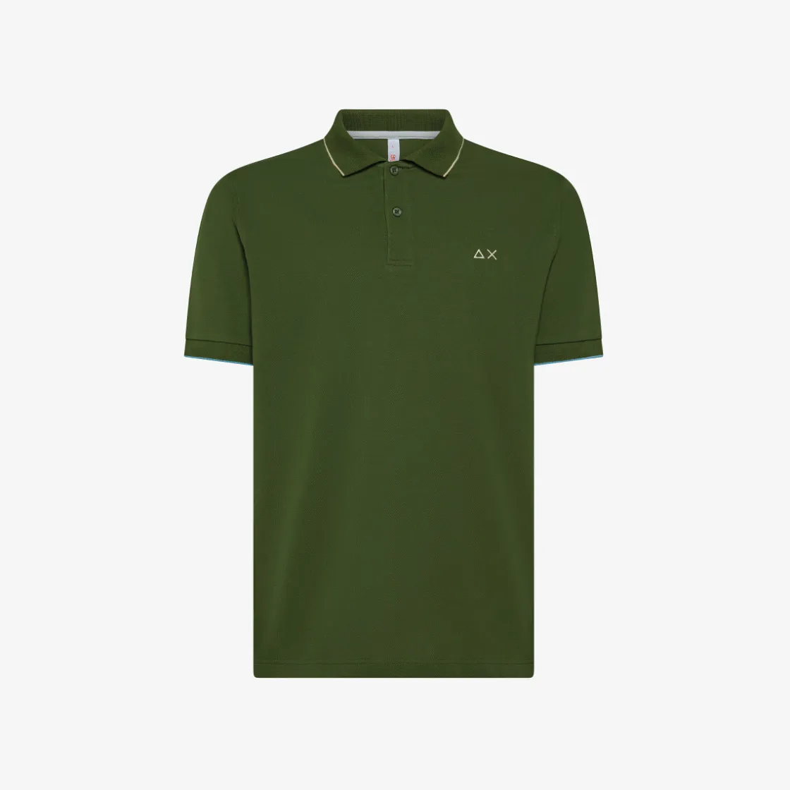 Outlet Polo verde scuro con riga a contrasto Uomo Polo