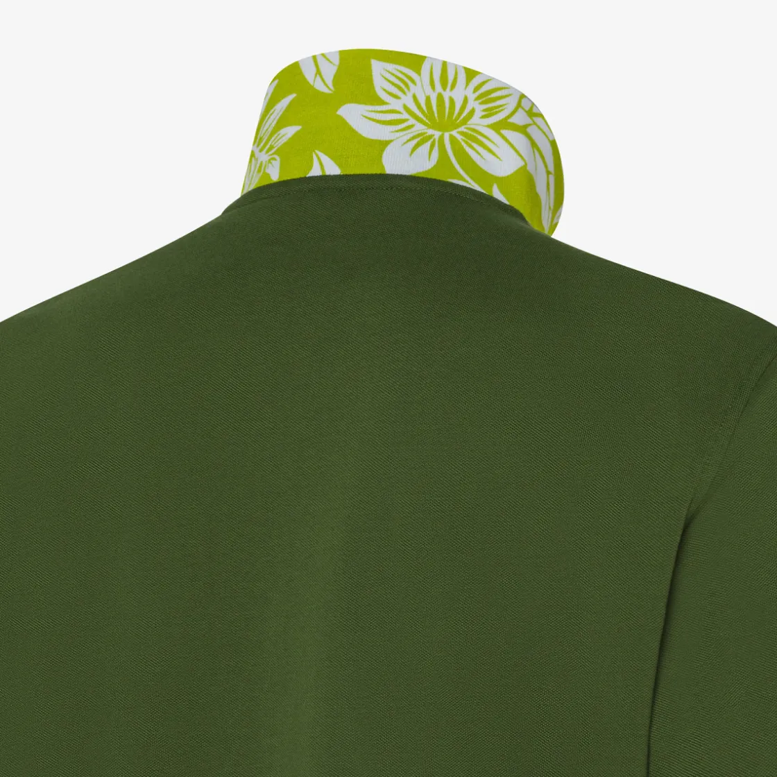 Sale Polo verde scuro con stampa floreale Uomo Polo