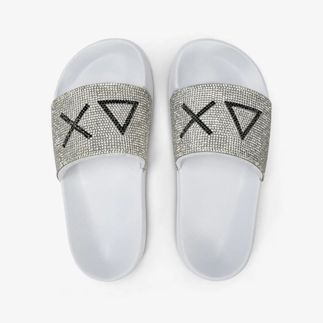 Discount Sandali slide in PU bianco con strass Bambino Ciabatte|Accessori