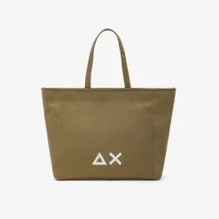 Online Shopping bag Jacqueline in canvas di cotone verde militare Donna Borse