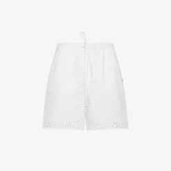 Online Shorts in cotone Sangallo bianco Donna Pantaloni|Beachwear Donna
