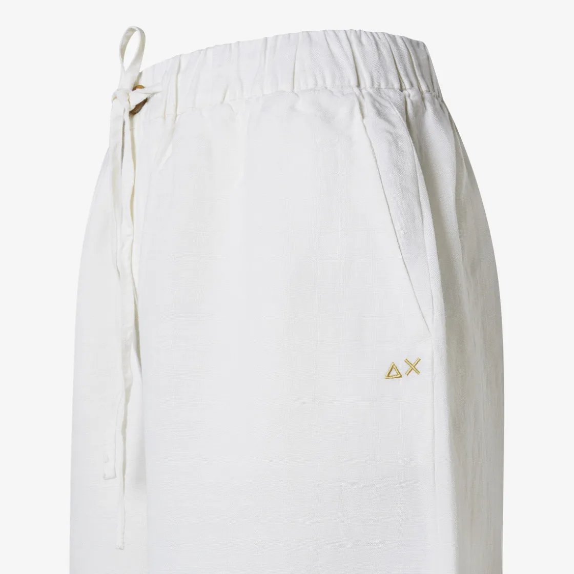 Outlet Shorts in lino bianco con coulisse Donna Pantaloni