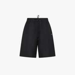 Online Shorts in lino nero con coulisse Donna Pantaloni