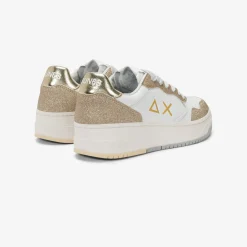 Best Sneaker Basket Love Lady in pelle e suede bianco e oro Donna Scarpe|Donna