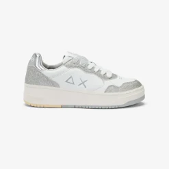Outlet Sneaker Basket Love Lady in pelle e suede bianco e argento Donna Scarpe|Donna