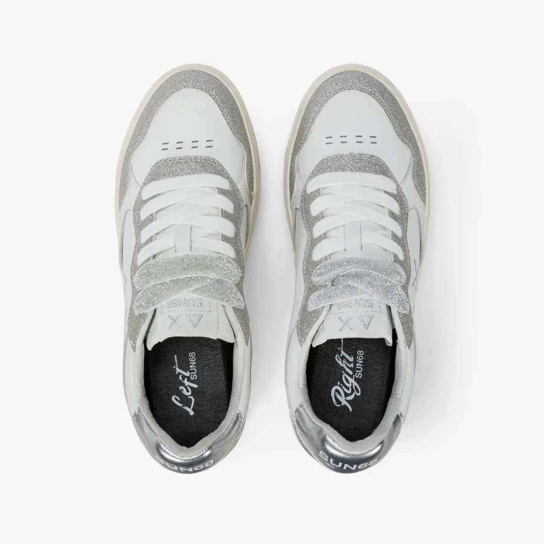 Outlet Sneaker Basket Love Lady in pelle e suede bianco e argento Donna Scarpe|Donna