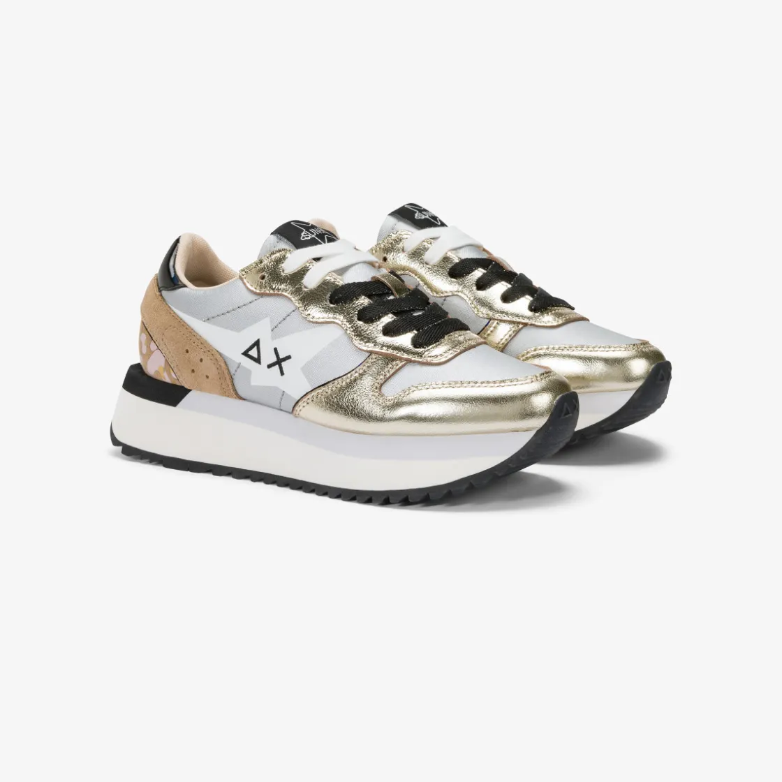 Outlet Sneaker Big Stargirl Printed in pelle e nylon oro Donna Scarpe|Donna