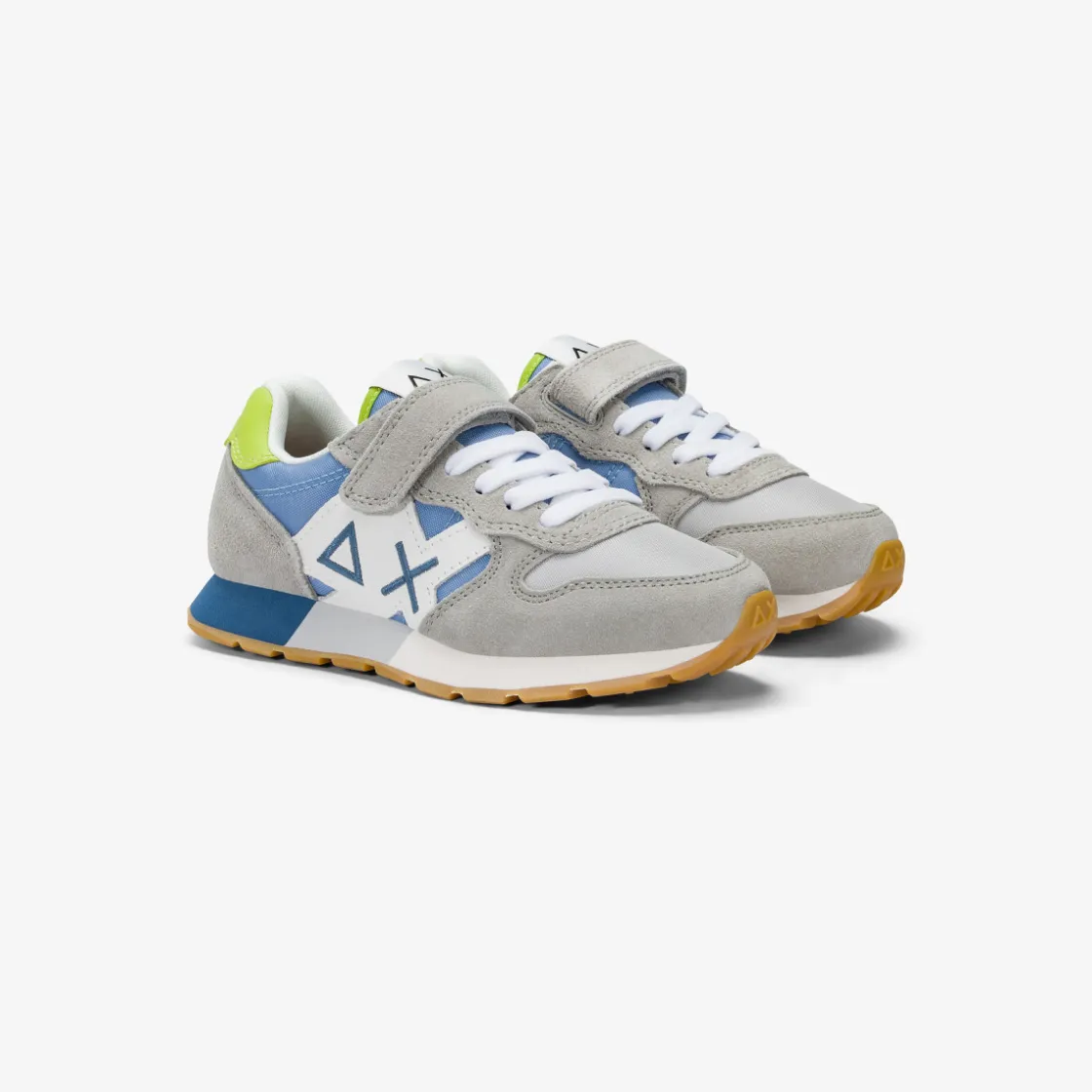 New Sneaker Boy's Jaki Bicolor in suede e nylon grigio chiaro e avio Bambino Scarpe|Bambino