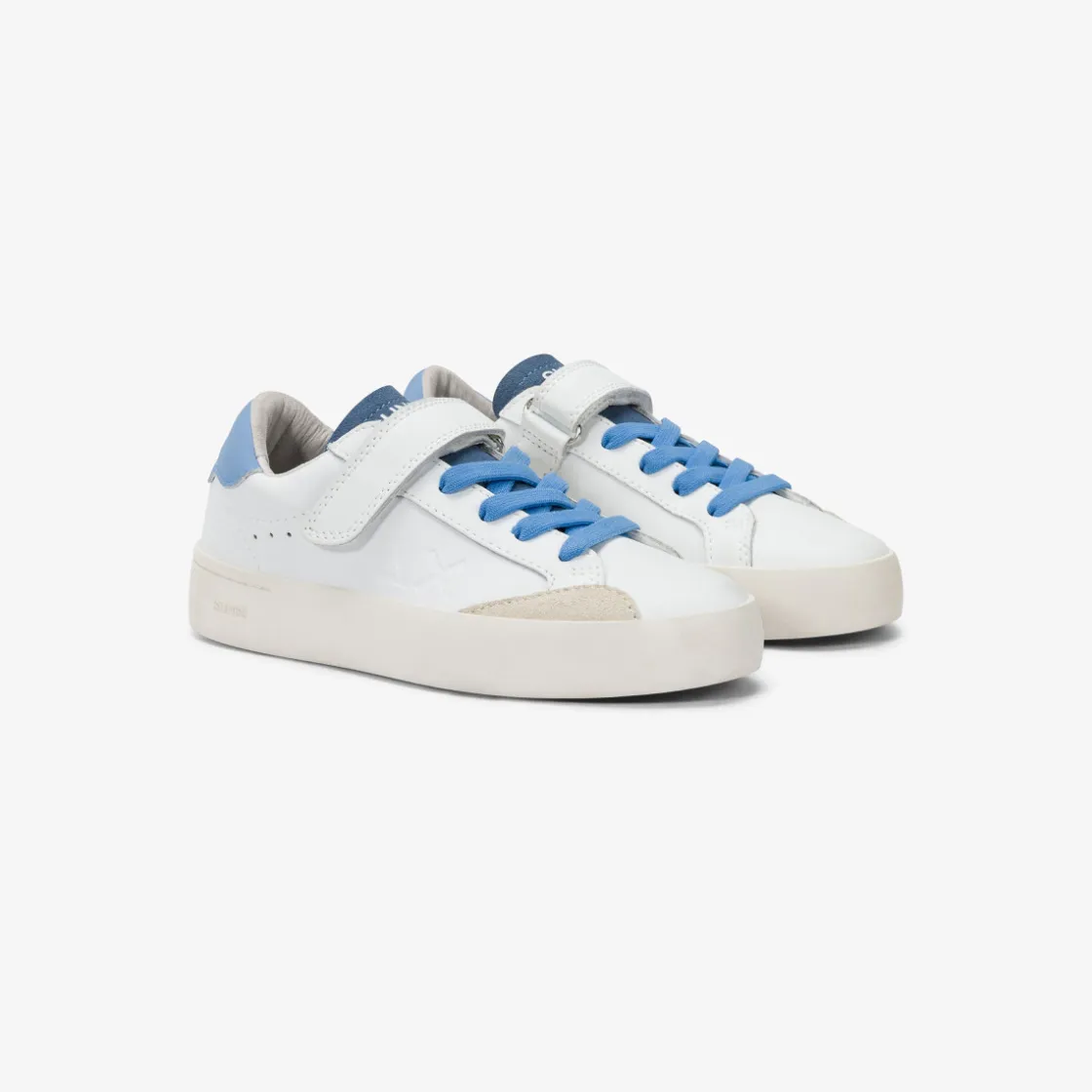 Outlet Sneaker Boy's Street in pelle bianca e avio Bambino Scarpe|Bambino