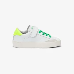 Sale Sneaker Boy's Street in pelle bianca e giallo fluo Bambino Scarpe|Bambino