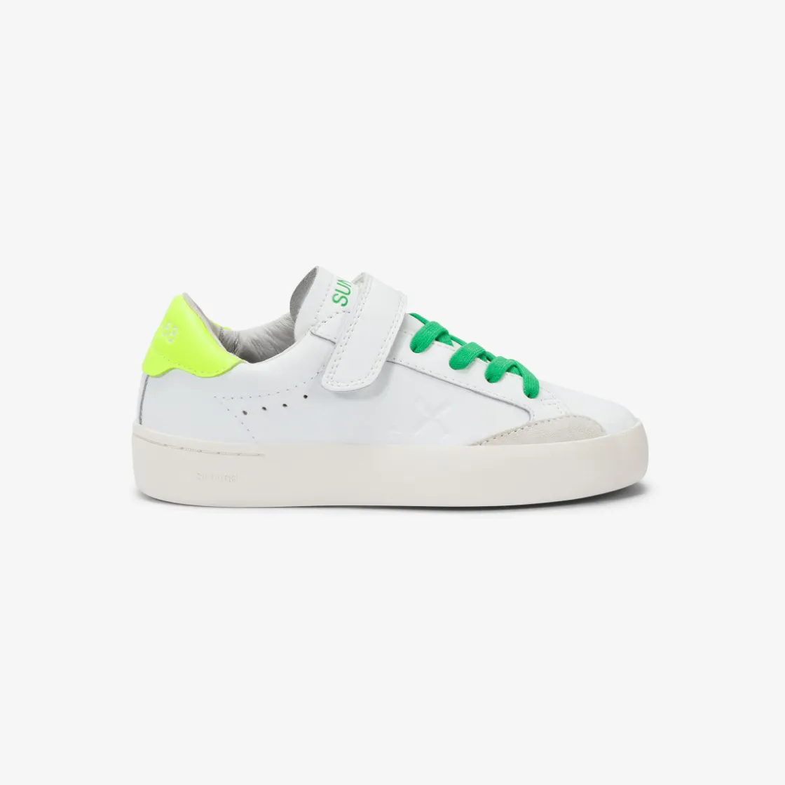 Sale Sneaker Boy's Street in pelle bianca e giallo fluo Bambino Scarpe|Bambino
