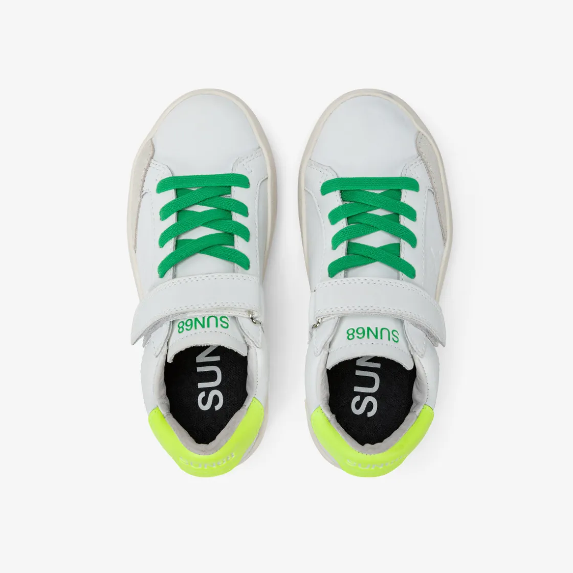 Sale Sneaker Boy's Street in pelle bianca e giallo fluo Bambino Scarpe|Bambino