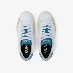 New Sneaker Boy's Street in pelle bianca e avio Bambino Scarpe|Bambino