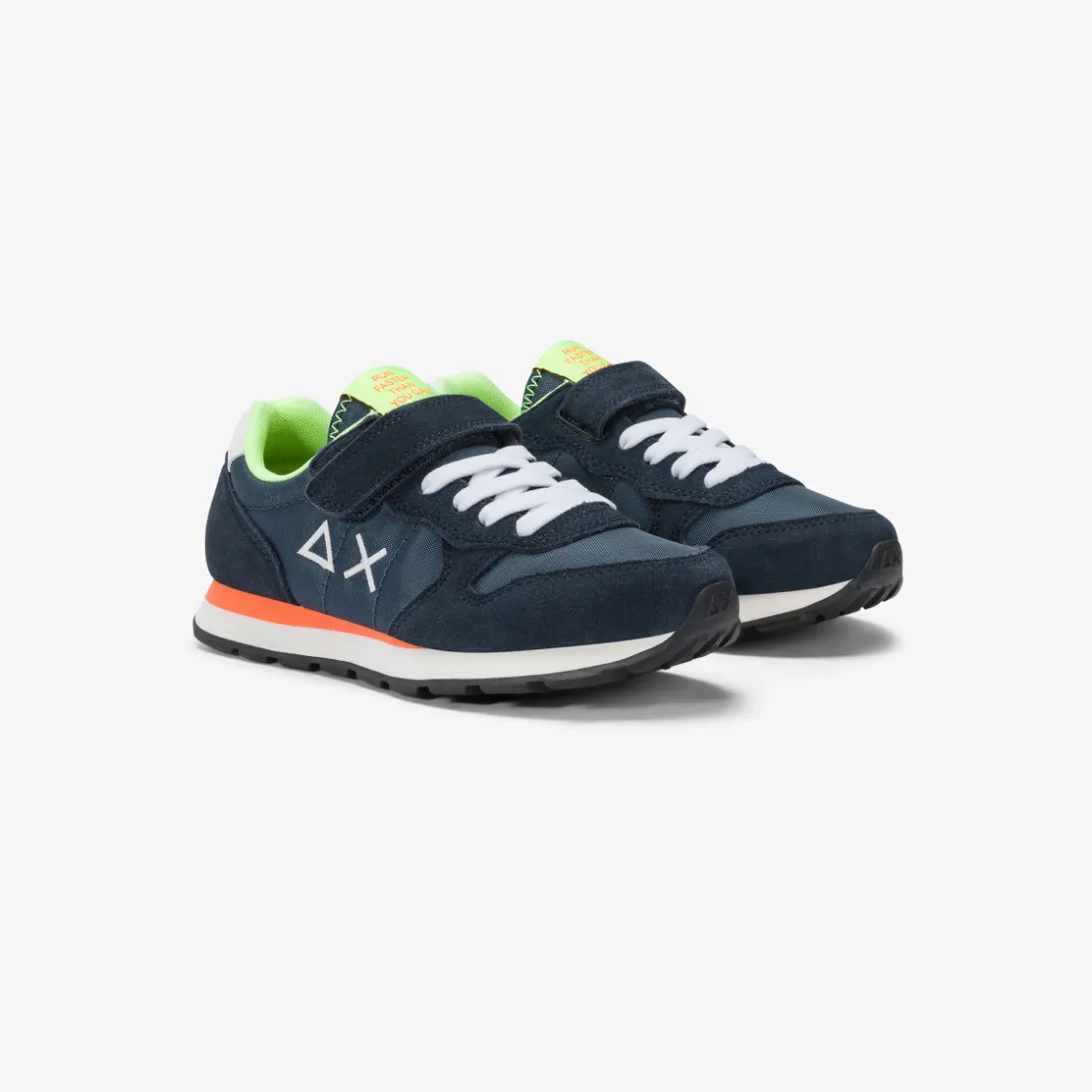 Sale Sneaker Boy's Tom Fluo in nylon e suede blu navy Bambino Scarpe|Bambino