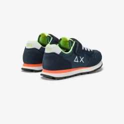 Sale Sneaker Boy's Tom Fluo in nylon e suede blu navy Bambino Scarpe|Bambino