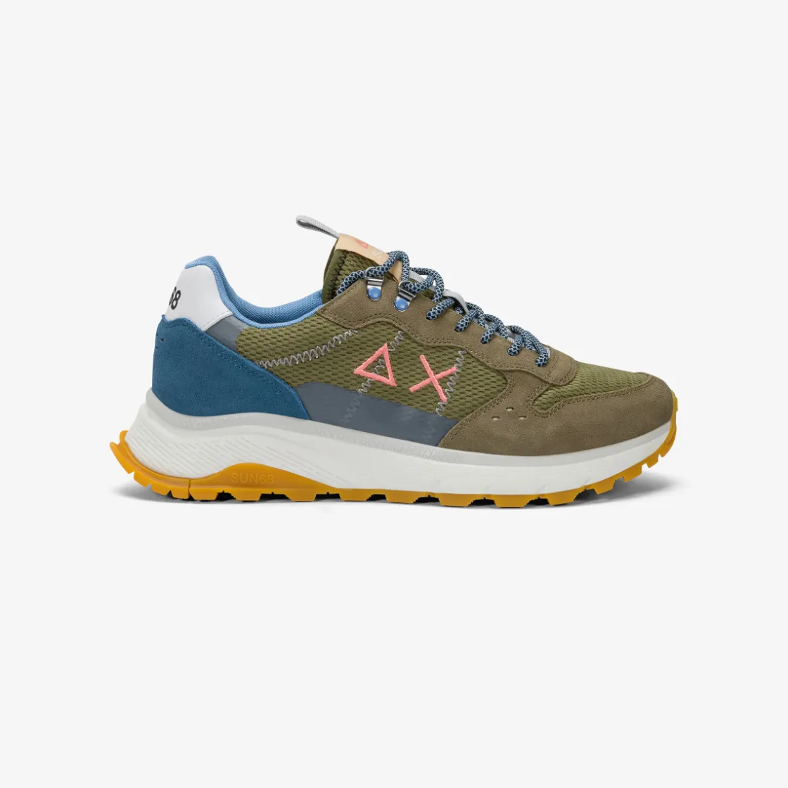 Hot Sneaker Fire & Camping in suede e mesh verde militare Uomo Scarpe|Uomo