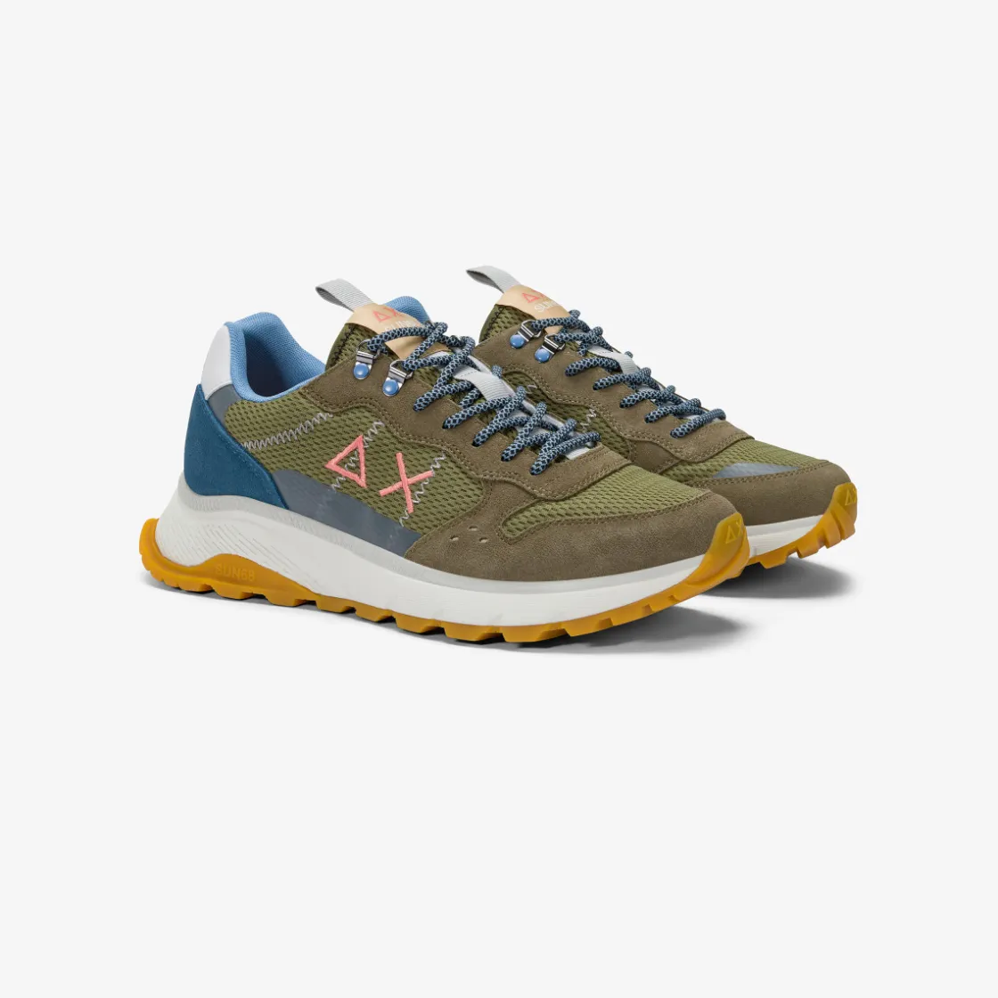 Hot Sneaker Fire & Camping in suede e mesh verde militare Uomo Scarpe|Uomo