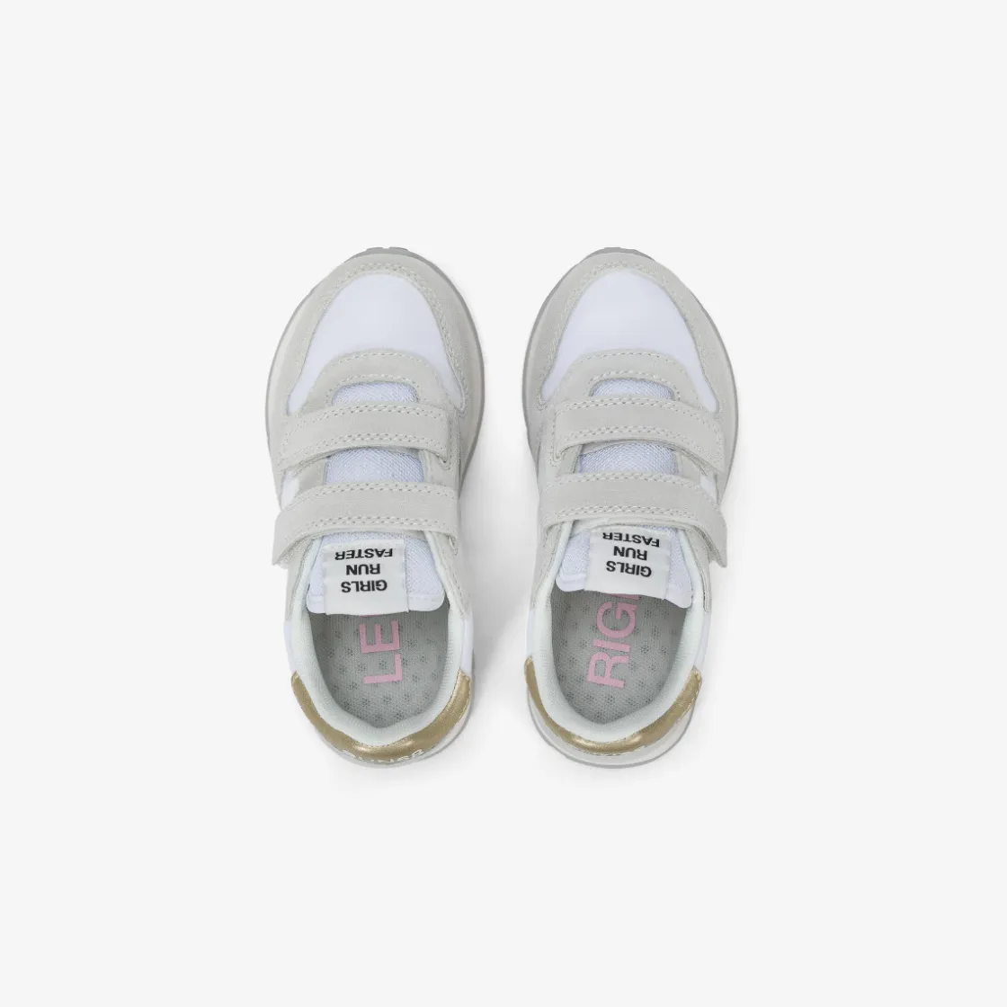 Online Sneaker Girl's Ally Gold Silver in suede e nylon bianco Bambina