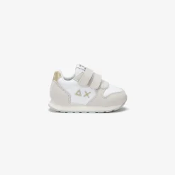 Fashion Sneaker Girl's Ally Gold Silver in suede e nylon bianco Bambina