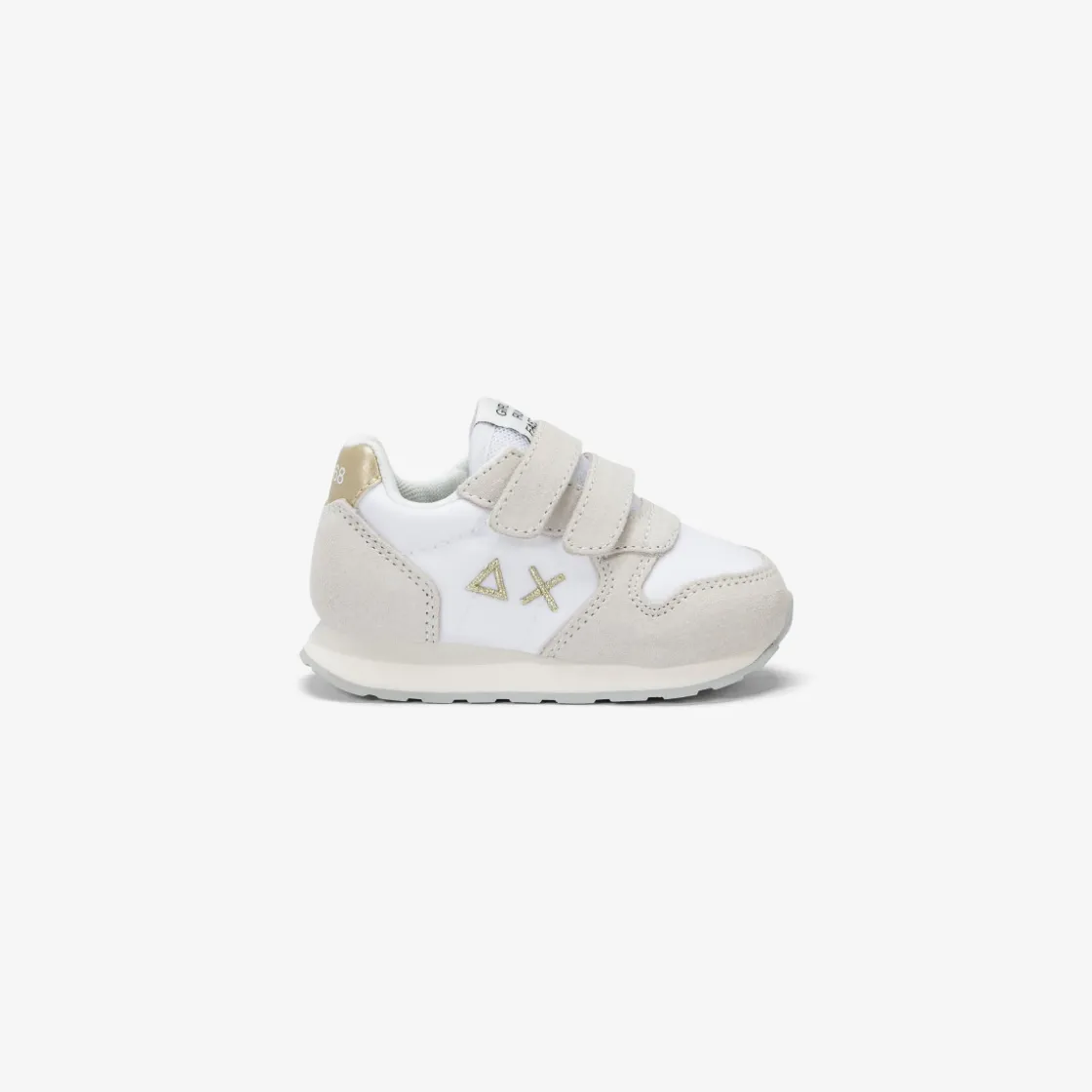 Fashion Sneaker Girl's Ally Gold Silver in suede e nylon bianco Bambina