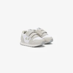 Fashion Sneaker Girl's Ally Gold Silver in suede e nylon bianco Bambina