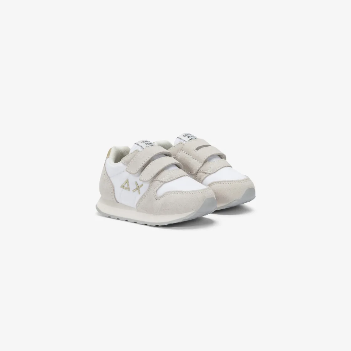 Fashion Sneaker Girl's Ally Gold Silver in suede e nylon bianco Bambina