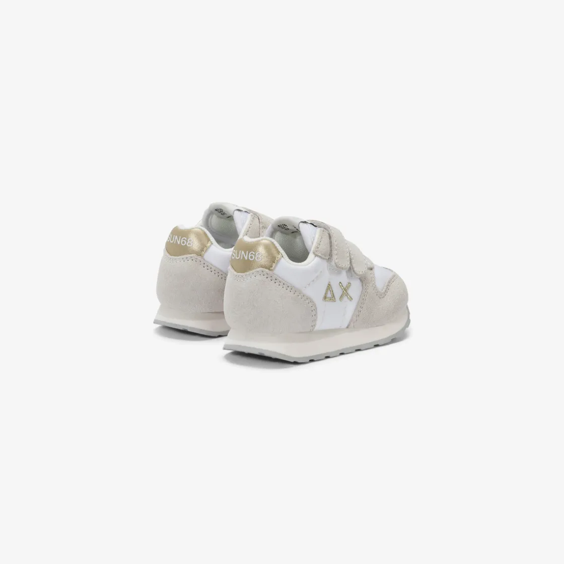 Fashion Sneaker Girl's Ally Gold Silver in suede e nylon bianco Bambina