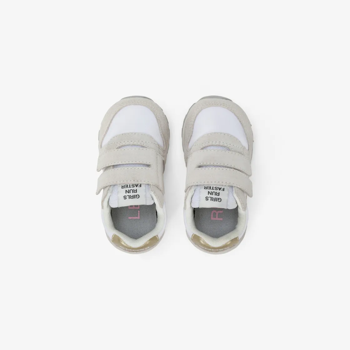 Fashion Sneaker Girl's Ally Gold Silver in suede e nylon bianco Bambina
