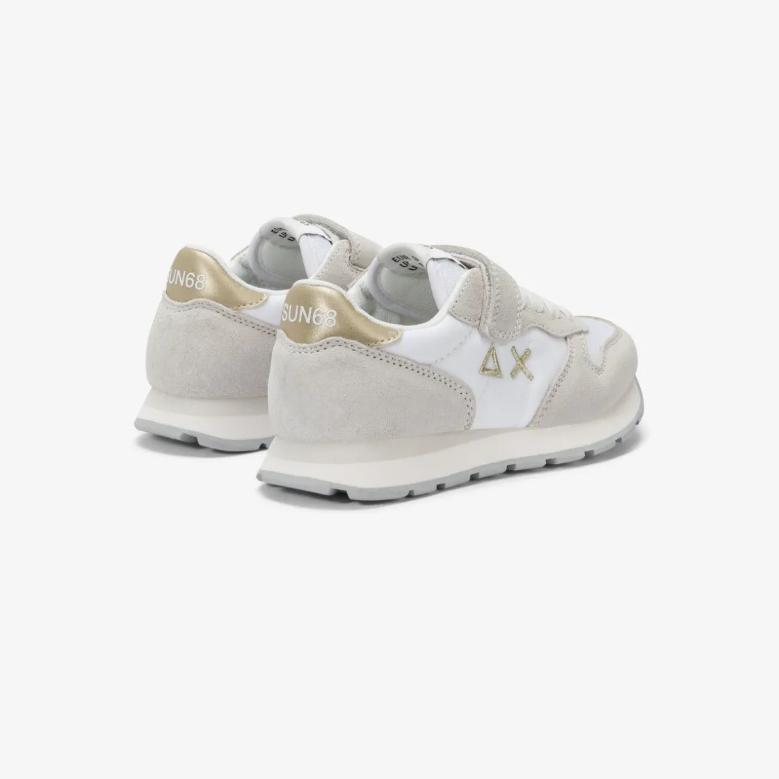 Online Sneaker Girl's Ally Gold Silver in suede e nylon bianco Bambina