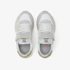 Online Sneaker Girl's Ally Gold Silver in suede e nylon bianco Bambina