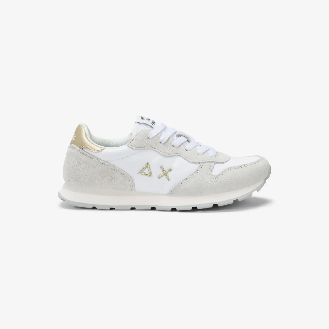 Fashion Sneaker Girl's Ally Gold Silver in suede e nylon bianco Bambina