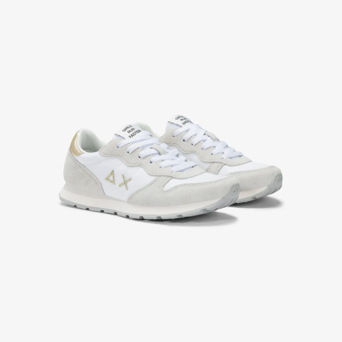 Fashion Sneaker Girl's Ally Gold Silver in suede e nylon bianco Bambina