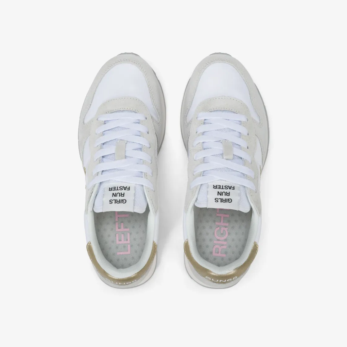 Fashion Sneaker Girl's Ally Gold Silver in suede e nylon bianco Bambina