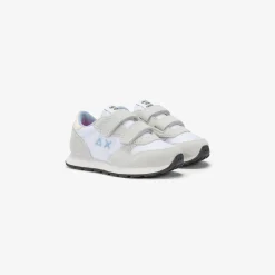 Clearance Sneaker Girl's Ally in suede e nylon bianco Bambina