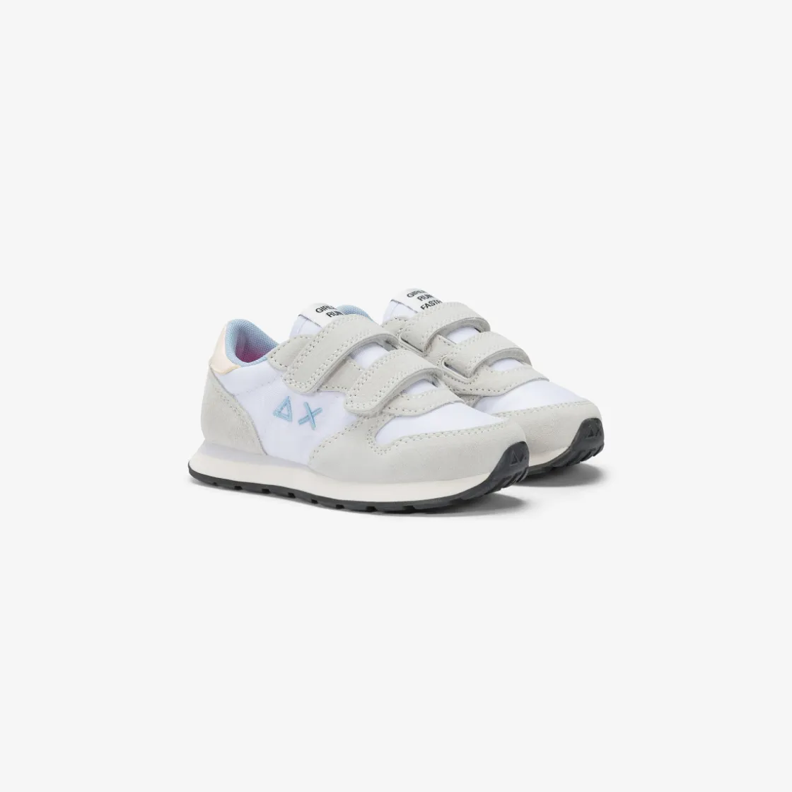 Clearance Sneaker Girl's Ally in suede e nylon bianco Bambina