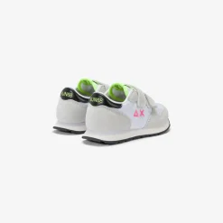 Discount Sneaker Girl's Ally in suede e nylon bianco e fucsia fluo Bambina