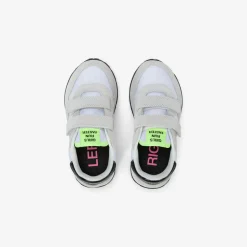 Discount Sneaker Girl's Ally in suede e nylon bianco e fucsia fluo Bambina