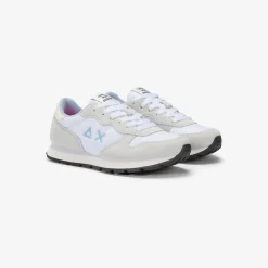 Clearance Sneaker Girl's Ally in suede e nylon bianco Bambina