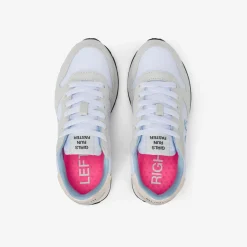 Clearance Sneaker Girl's Ally in suede e nylon bianco Bambina
