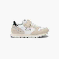 Fashion Sneaker Girl's Ally Studs in suede e nylon bianco Bambina