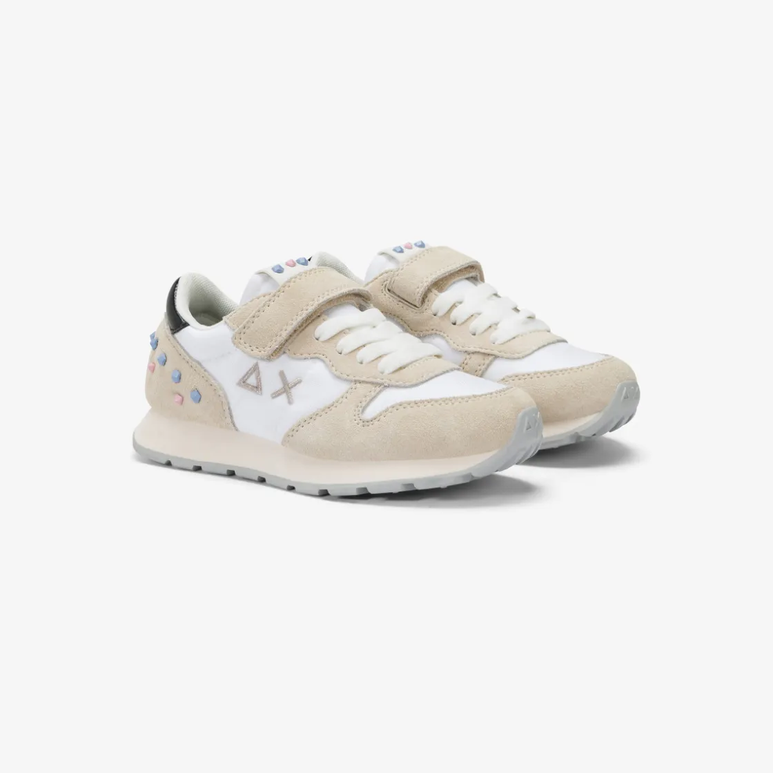 Fashion Sneaker Girl's Ally Studs in suede e nylon bianco Bambina