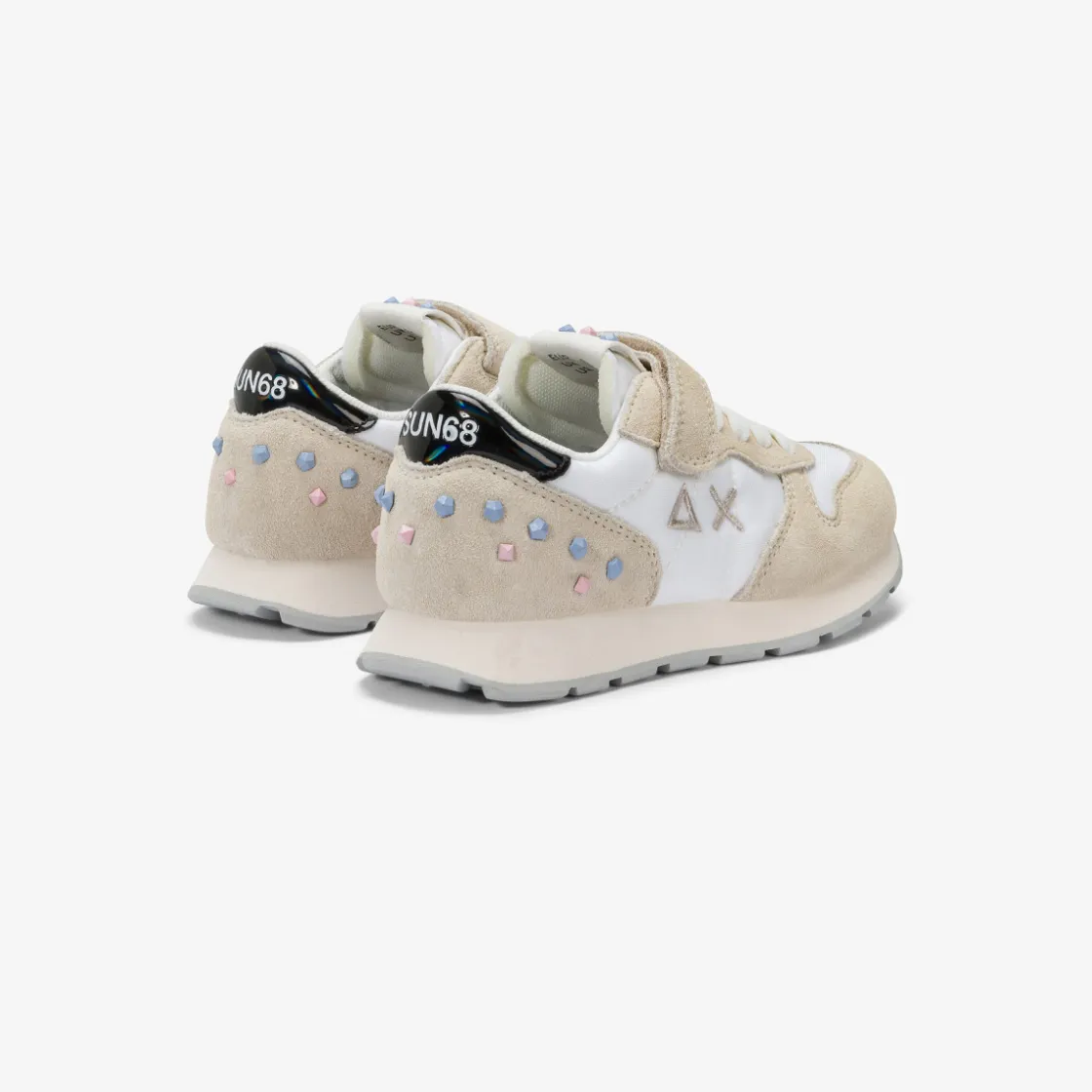 Fashion Sneaker Girl's Ally Studs in suede e nylon bianco Bambina