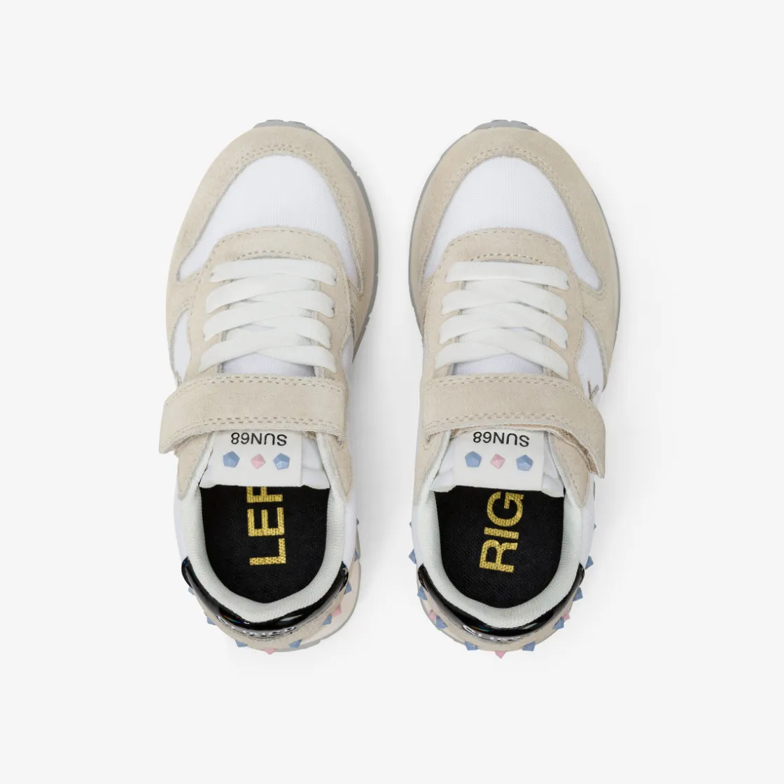 Fashion Sneaker Girl's Ally Studs in suede e nylon bianco Bambina