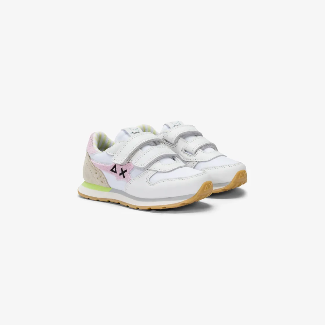 Fashion Sneaker Girl's Big Stargirl Sponge in pelle e nylon bianco e rosa Bambina