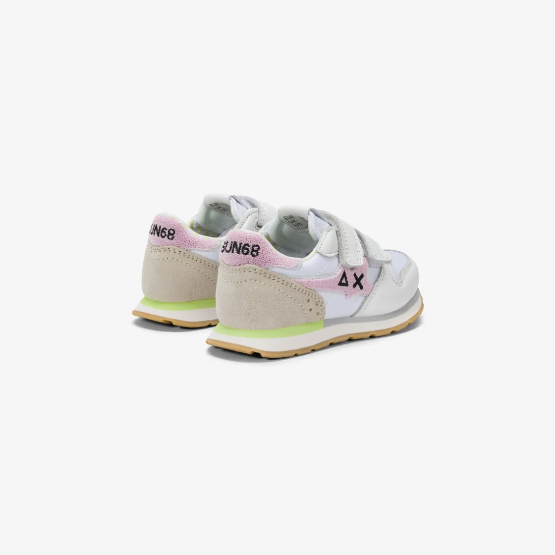Fashion Sneaker Girl's Big Stargirl Sponge in pelle e nylon bianco e rosa Bambina