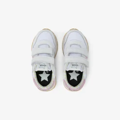 Fashion Sneaker Girl's Big Stargirl Sponge in pelle e nylon bianco e rosa Bambina