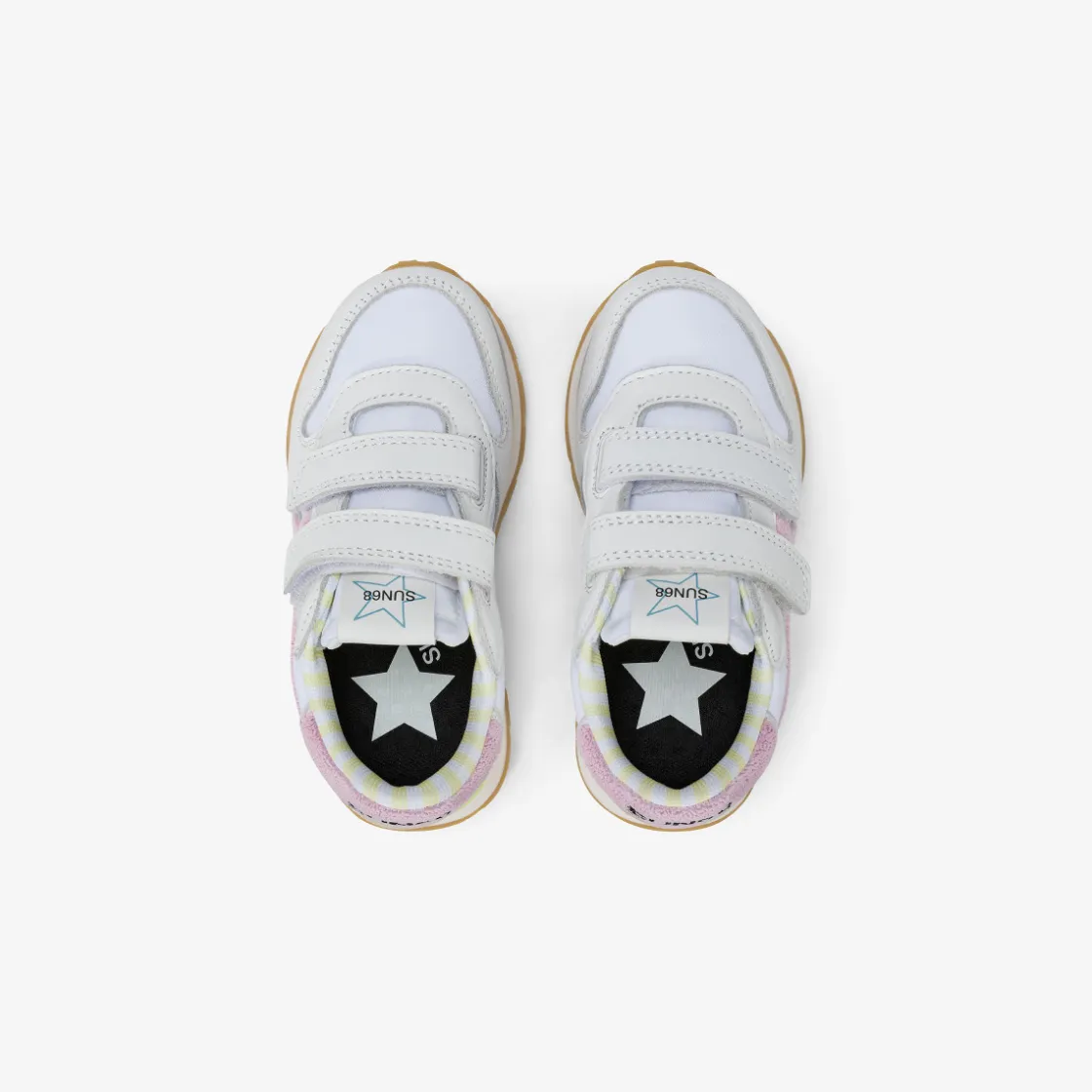 Fashion Sneaker Girl's Big Stargirl Sponge in pelle e nylon bianco e rosa Bambina