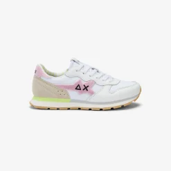 Discount Sneaker Girl's Big Stargirl Sponge in pelle e nylon bianco e rosa Bambina