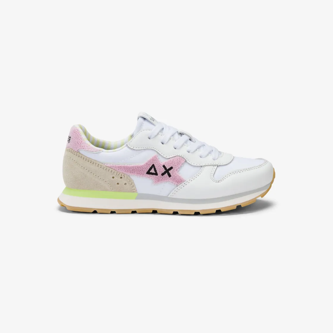 Discount Sneaker Girl's Big Stargirl Sponge in pelle e nylon bianco e rosa Bambina